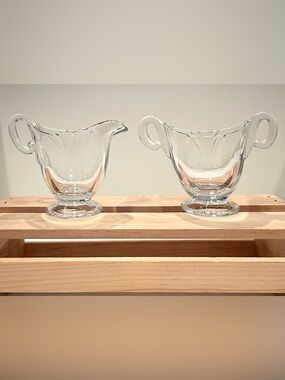 Heisey Clear Glass Petite Vintage Creamer and Open Sugar Set | EUC